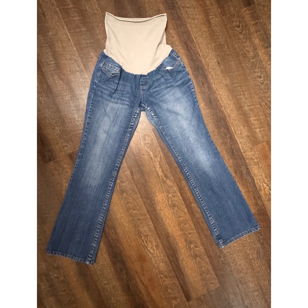 Motherhood Maternity Bootcut Jeans Size L Stretch Over Belly Blue Denim